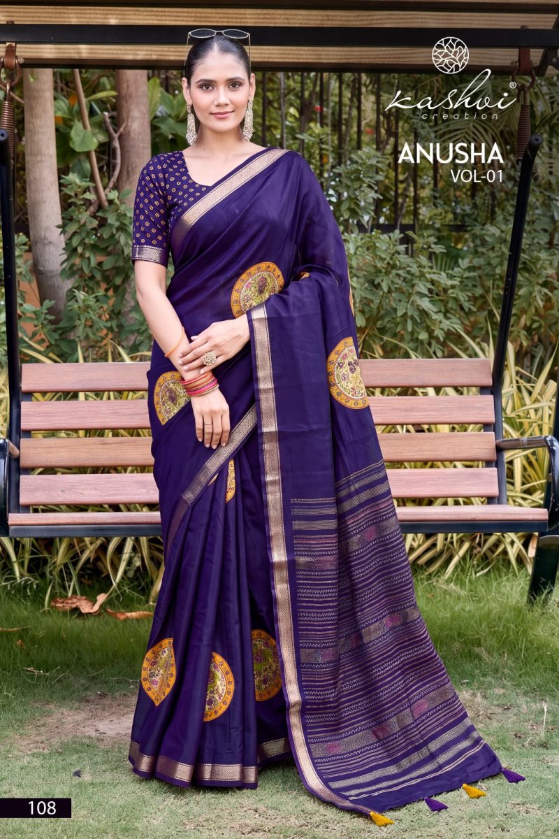 Anusha Vol 1 By Kashvi Viscose Satin With Jacquard Border Saree 